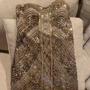 Gold Sequin Mini Prom Dress